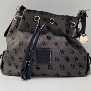 Authentic Dooney & Bourke Black Monogram Shoulder Bucket Bag